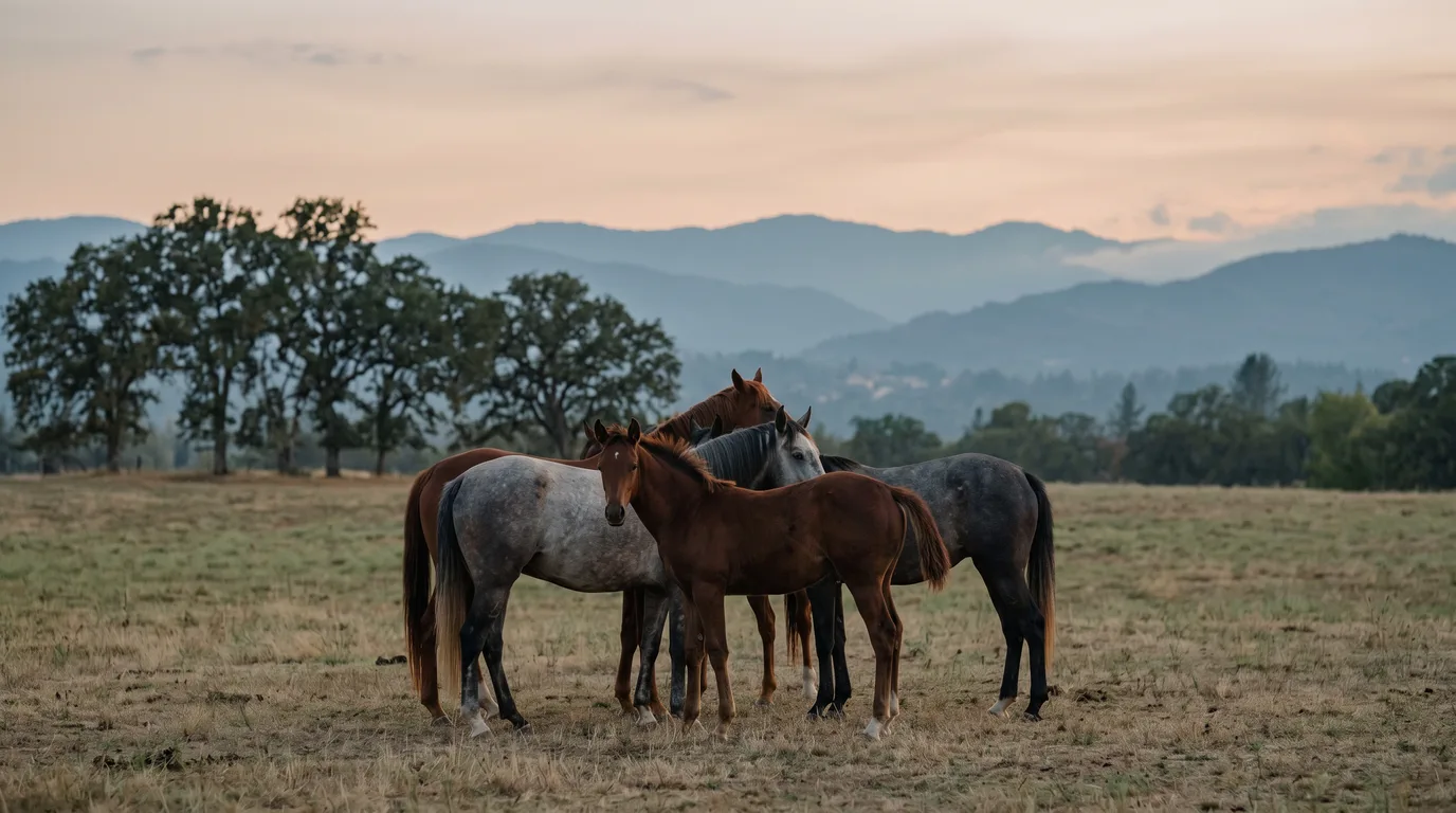 Chevaux en liberté, Écurie Massat, Rhône